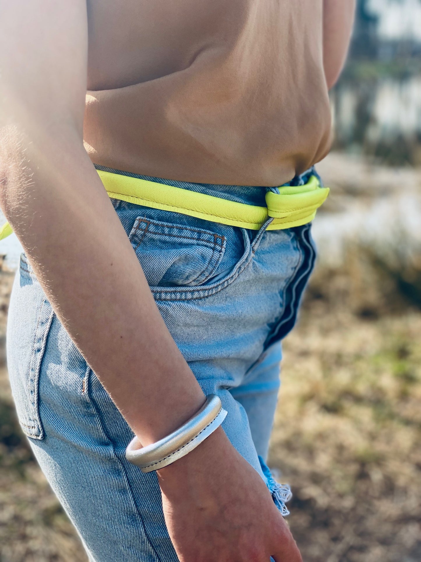Slingher-riem-neongeel-chr
