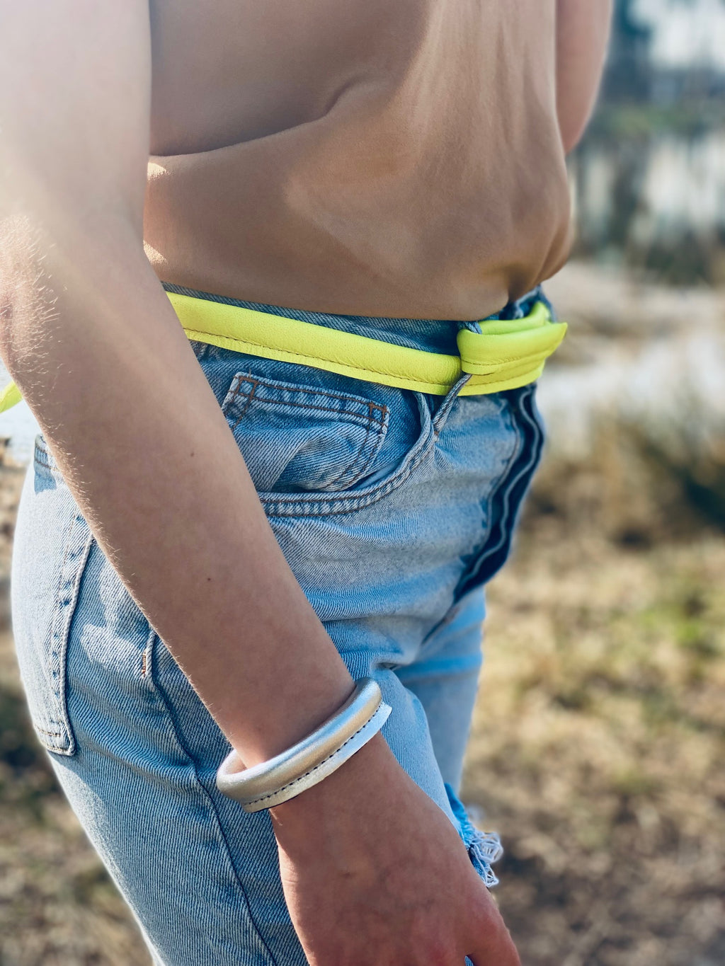 Slingher-riem-neongeel-chr